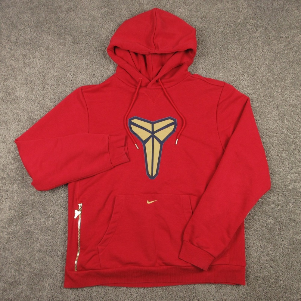Nike Sweater Mens Large Red Kobe Mamba Drifit Basketball Hoodie Sweatshirt Logo